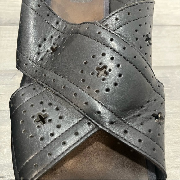 Dansko Black Leather Slide Sandals Mules Perforated Pattern EU Size 42 US 12 - Picture 7 of 8